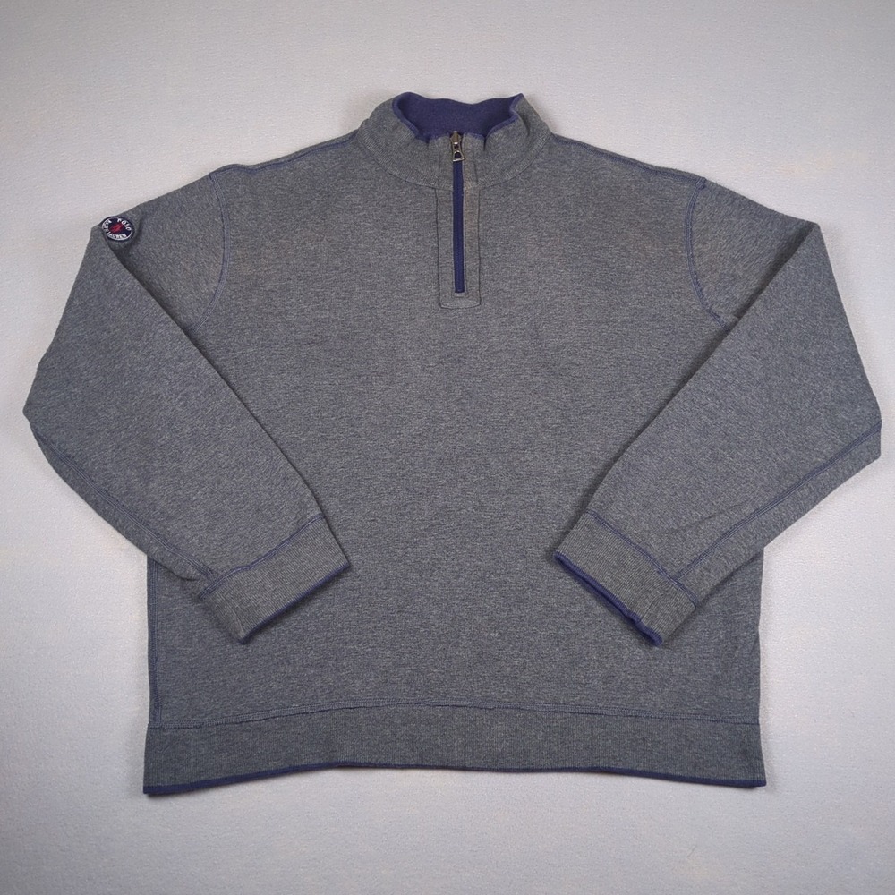 Polo Ralph Lauren Reversible 1/4 Zip Sweater Mens Extra Large Gray Navy Pullover